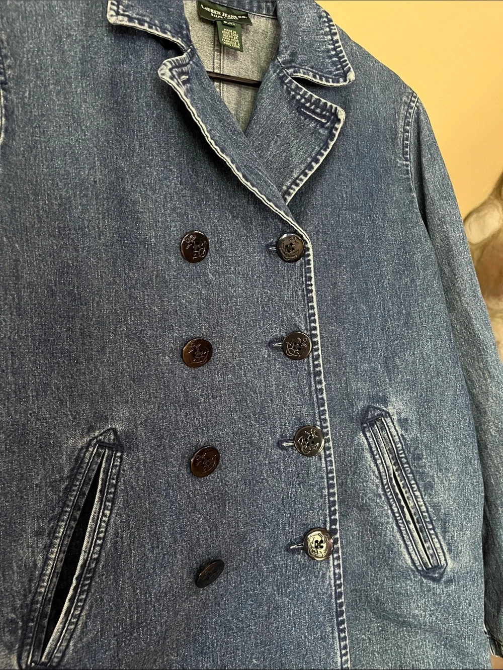 Women’s Lauren Jeans Co. Ralph Lauren jeans denim pea coat petite medium - Picture 3 of 10